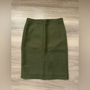 J.Crew No.2 Pencil Straight Skirt Dark Green Lined 100% Wool Classic 2
